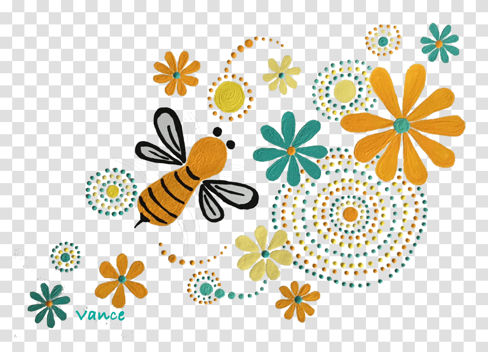 Bee Art, Rug, Floral Design, Pattern Transparent Png