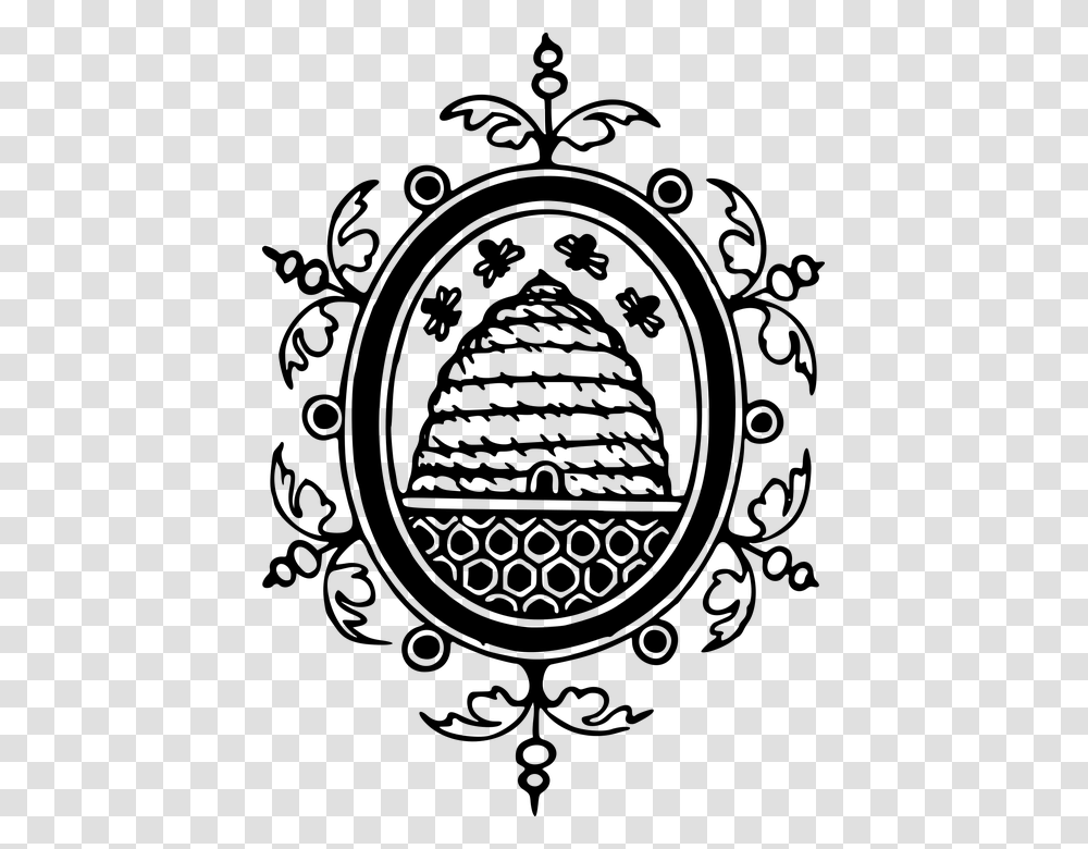 Bee Beehive Decoration Design Honeycomb Ornament Aristaeus Greek Mythology Symbol, Gray, World Of Warcraft Transparent Png