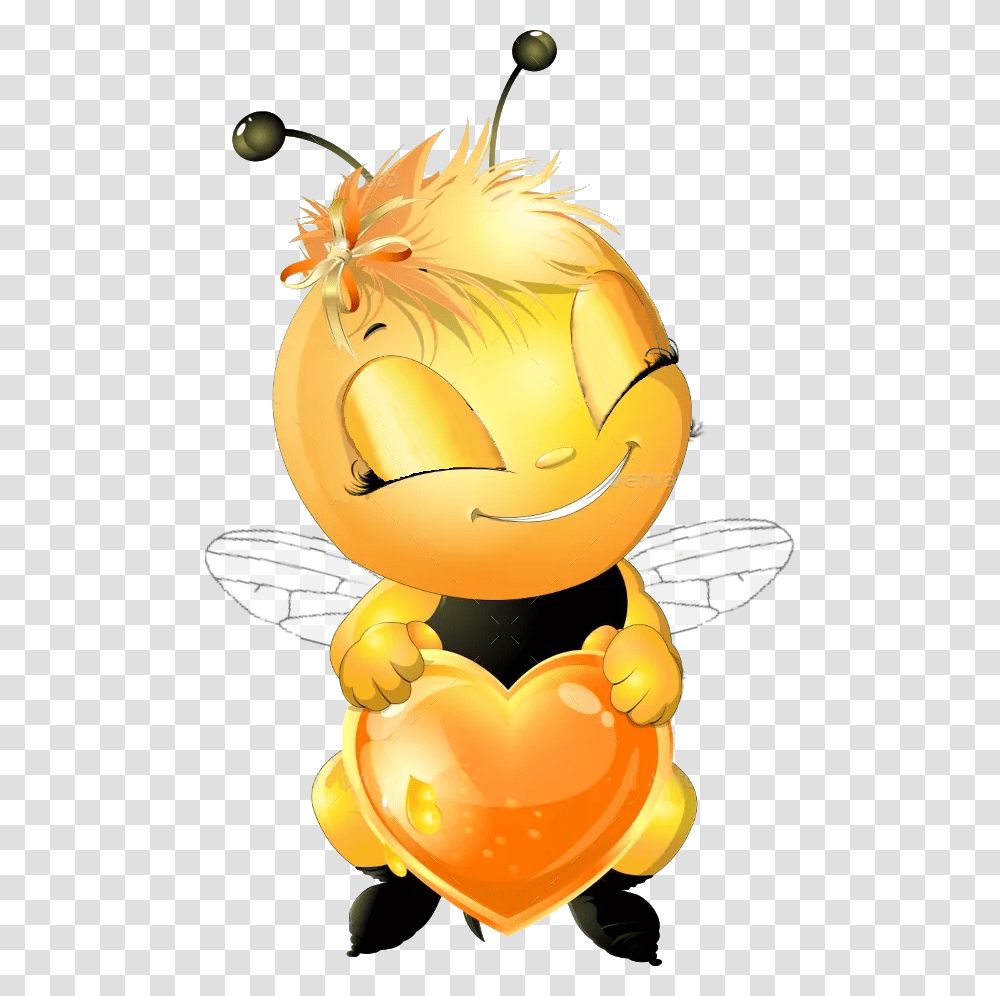 Bee Cartoon Pic With Heart, Animal, Invertebrate, Insect, Bird Transparent Png