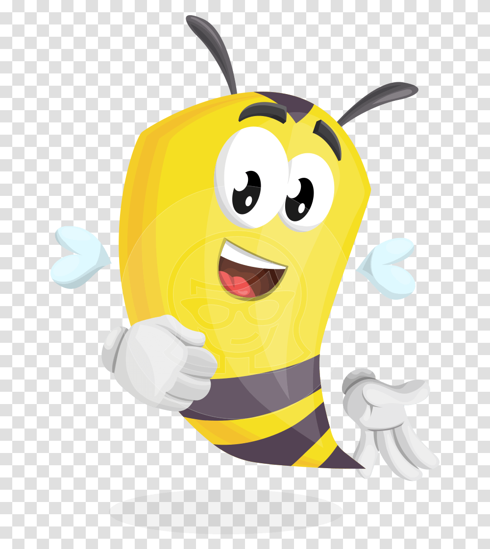 Bee Cartoon Vector Character Aka Mr, Plant, Hand, Food, Pumpkin Transparent Png