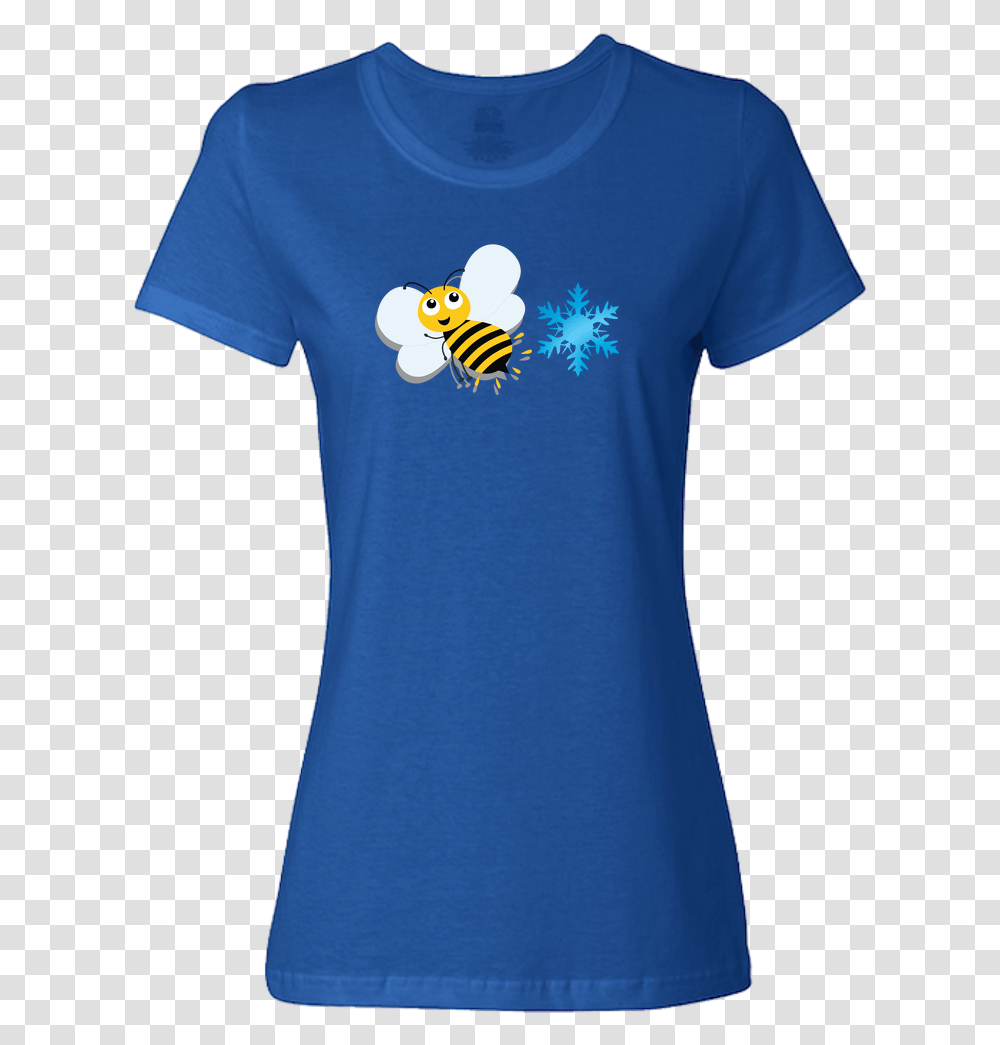 Bee Chill Blue Ladies Short Sleeve T Shirt With A Bee, Apparel, T-Shirt, Outdoors Transparent Png