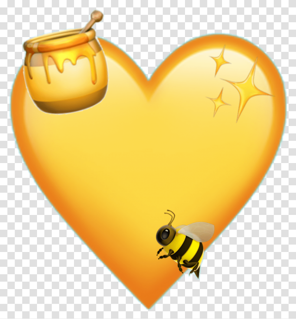 Bee Emojis Iphone Heart Bee Emoji Background, Balloon, Animal, Transportation, Aircraft Transparent Png