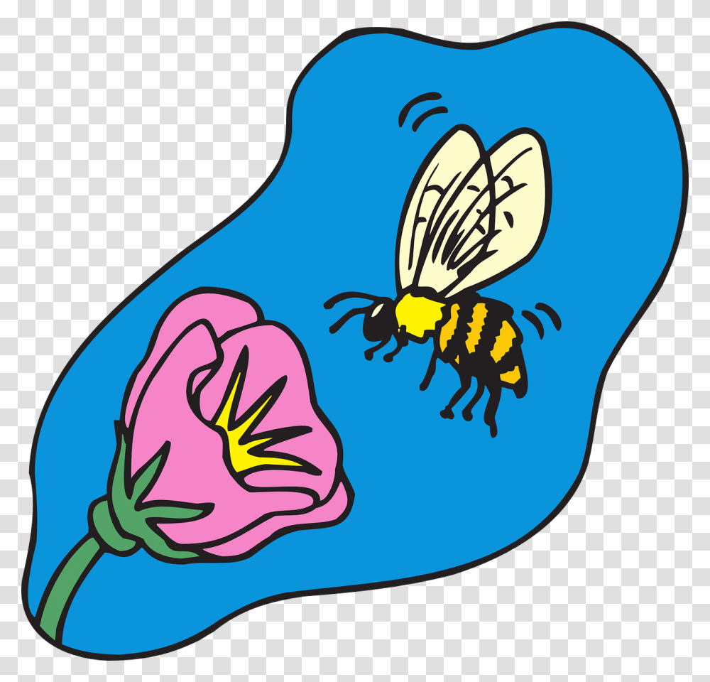 Bee Flower Clipart, Wasp, Insect, Invertebrate, Animal Transparent Png