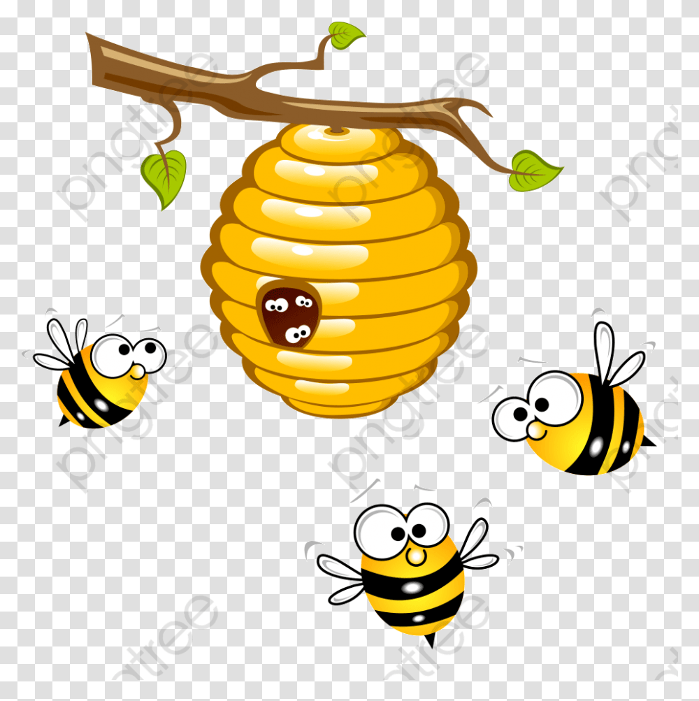 Bee Hive Yellow Una Colmena De Abejas, Wasp, Insect, Invertebrate, Animal Transparent Png