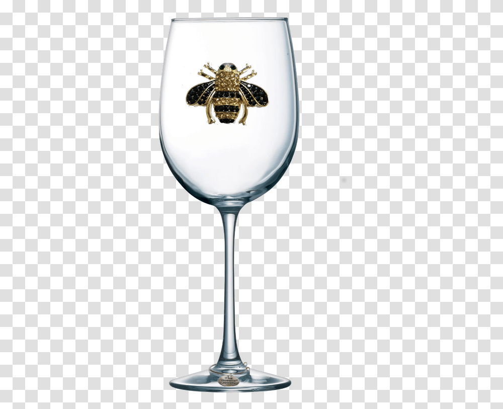 Bee Jeweled Stemmed Wine Glass Etching Wine Glass Mom, Alcohol, Beverage, Drink, Lamp Transparent Png