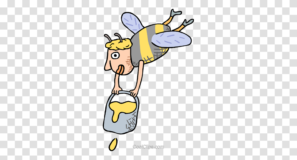 Bee Person With Honey Royalty Free Vector Clip Art Illustration, Plot, Sack, Bag Transparent Png