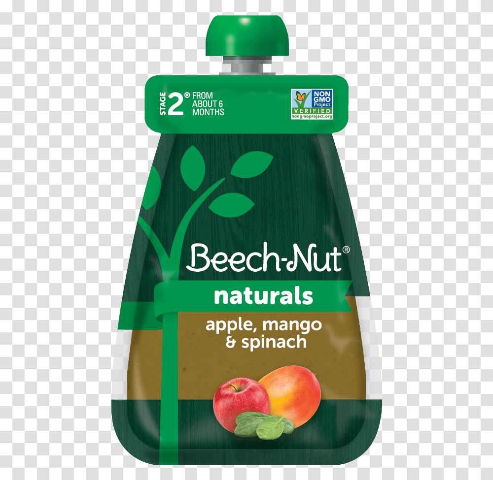 Beech Nut Naturals Apple Mango & Spinach Pouch Beech Nut Natural Pouches, Fruit, Plant, Food, Label Transparent Png
