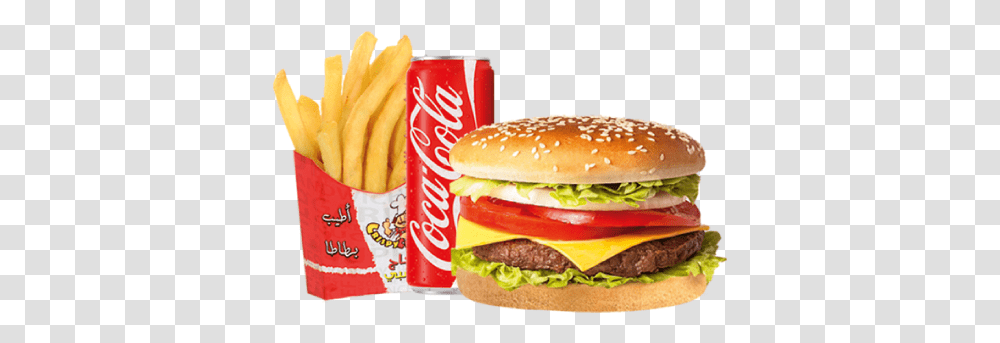 Beef Burger Combo Crispy Chicken Coca Cola, Food, Fries, Soda, Beverage Transparent Png