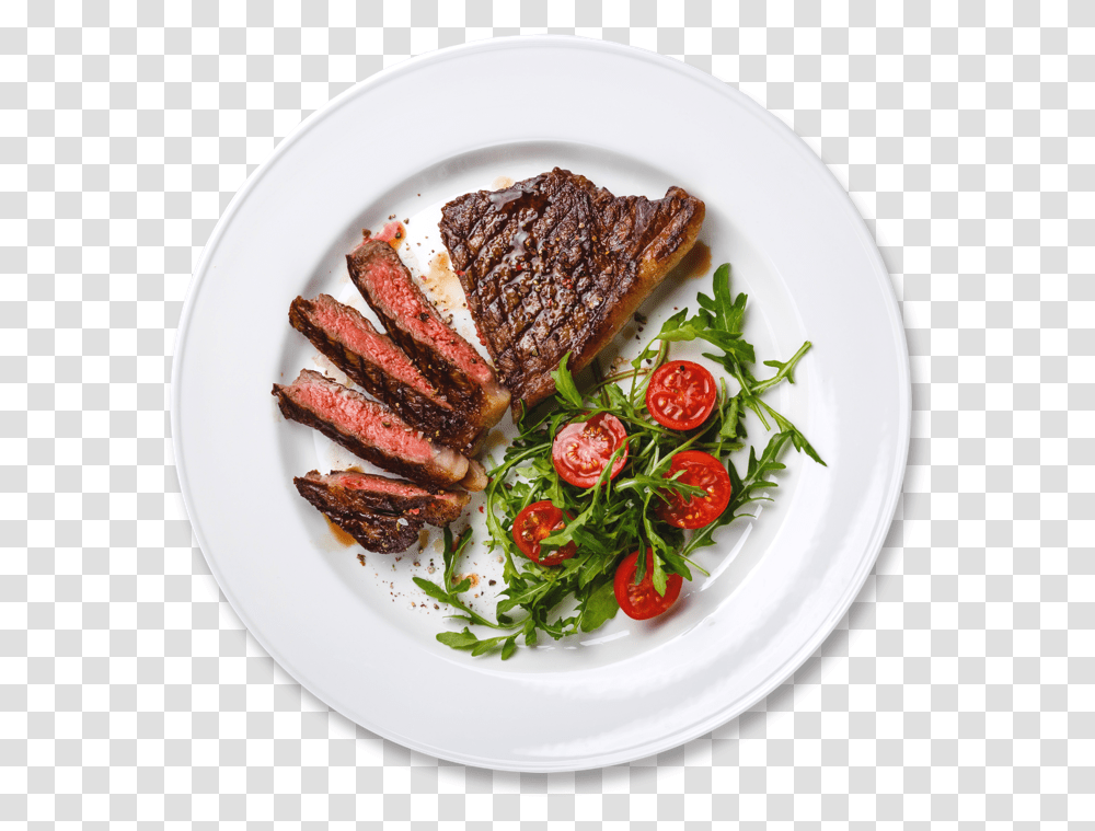 Beef In Plate, Food, Steak, Plant, Meal Transparent Png