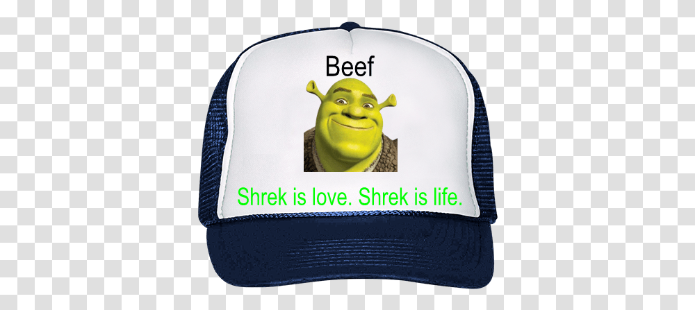 Beef Shrek Is Love Life Trucker Hat Shrek Forever After, Clothing, Animal, Cap, Dessert Transparent Png