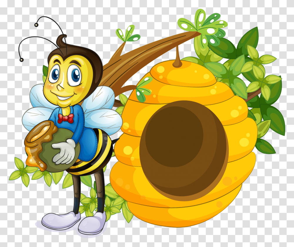 Beehive Cartoon Clip Art Vector Bee 1658 1378 Transp Beehive Cartoon, Plant, Food, Vegetable, Fruit Transparent Png