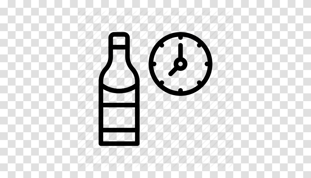 Beer Bottle Clock Drink Wine Icon, Weapon, Weaponry, Beverage, Cylinder Transparent Png