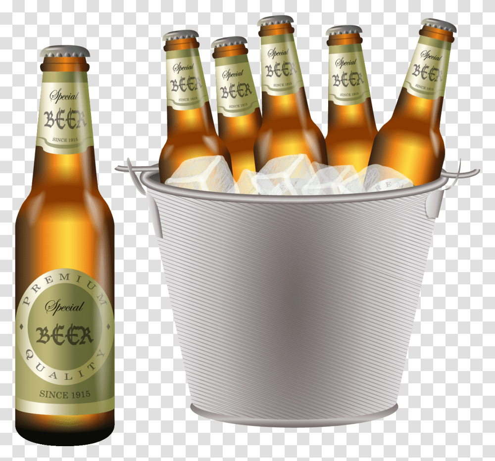 Beer Bucket Beer In A Bucket, Alcohol, Beverage, Drink, Bottle Transparent Png