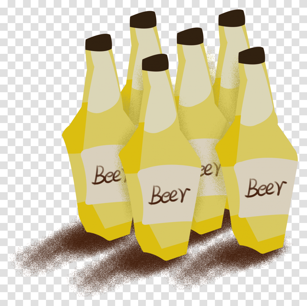 Beer Cartoon Yellow Wine Bottle And Psd Bottle, Beverage, Drink, Alcohol, Beer Bottle Transparent Png