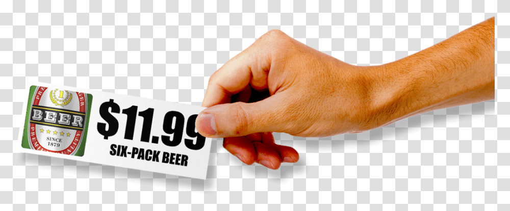 Beer Cooler Price Tag, Person, Human, Hand Transparent Png