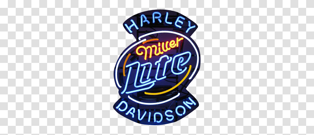Beer Neon Signs Miller Lite Harley Davidson Neon Sign, Light, Alphabet, Paper Transparent Png