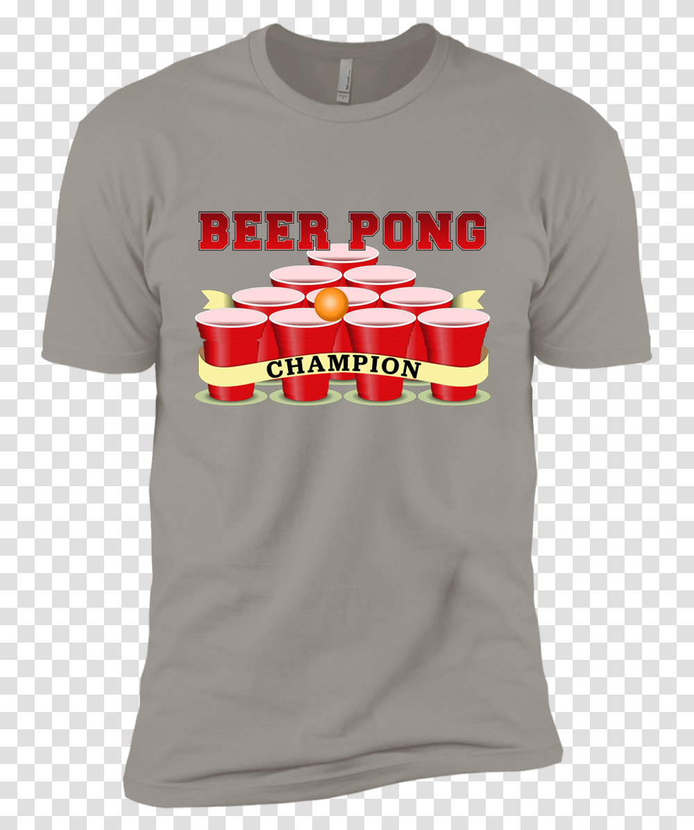 Beer Pong Champion Premium Short Sleeve T Shirt Active Shirt, Apparel, T-Shirt, Person Transparent Png