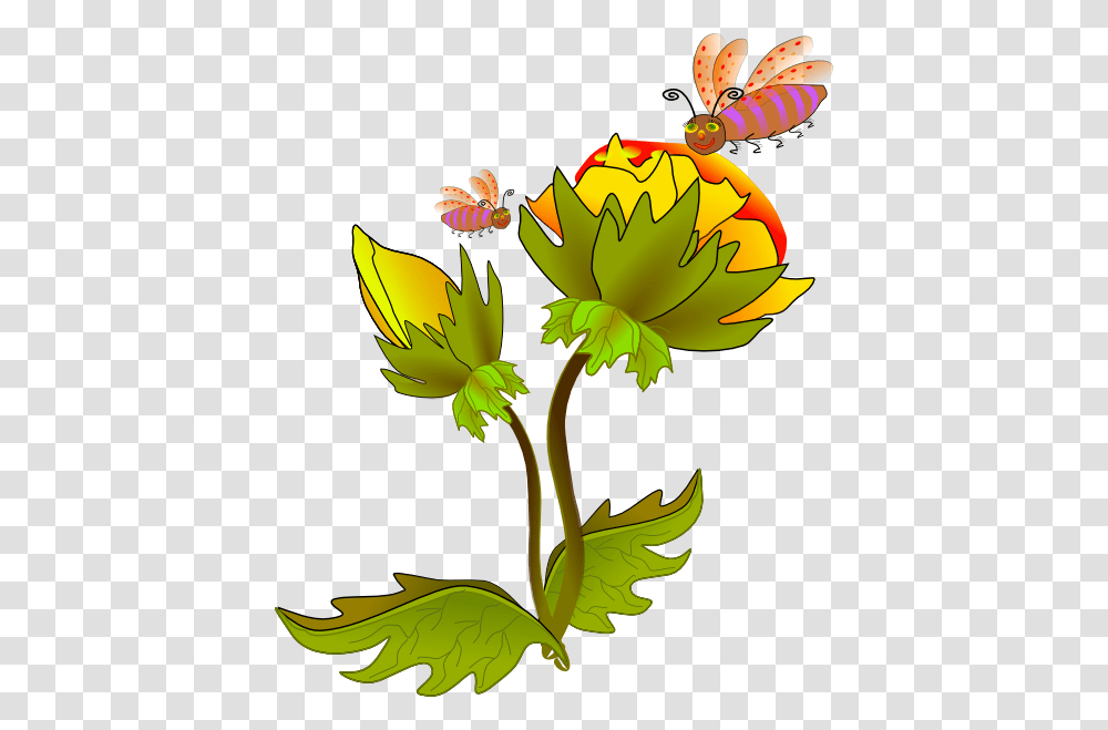 Bees And Flowers Clip Arts Download, Leaf, Plant, Floral Design Transparent Png