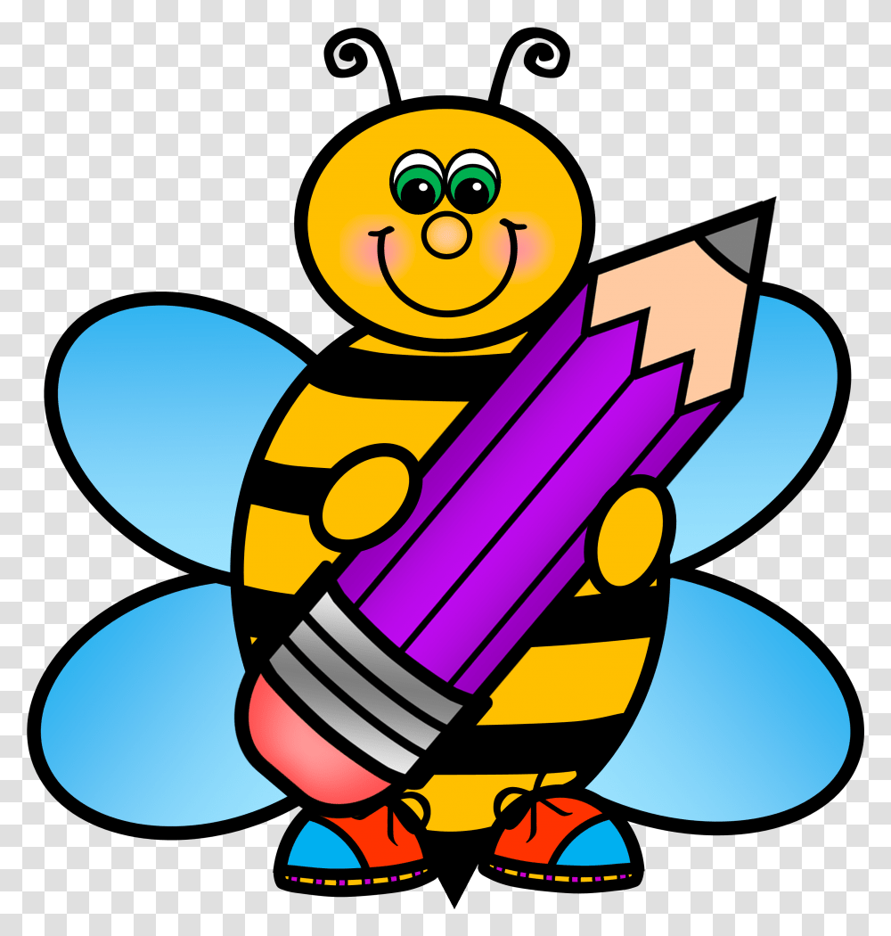 Bees Clipart Child Bee Clip Art School, Pencil, Crayon Transparent Png