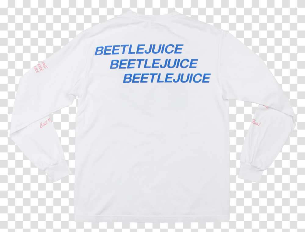 Beetlejuice Say It Three Times White Longsleeve Tee Things Faster With More Energy, Apparel, Long Sleeve, T-Shirt Transparent Png