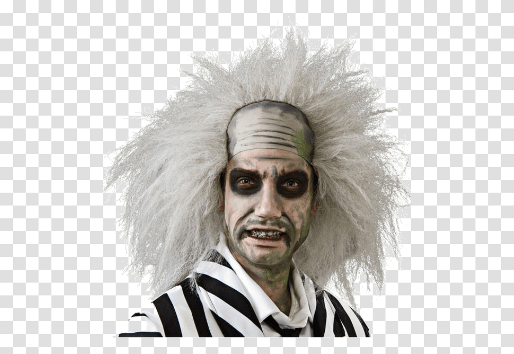 Beetlejuice Wig, Face, Person, Performer, Costume Transparent Png