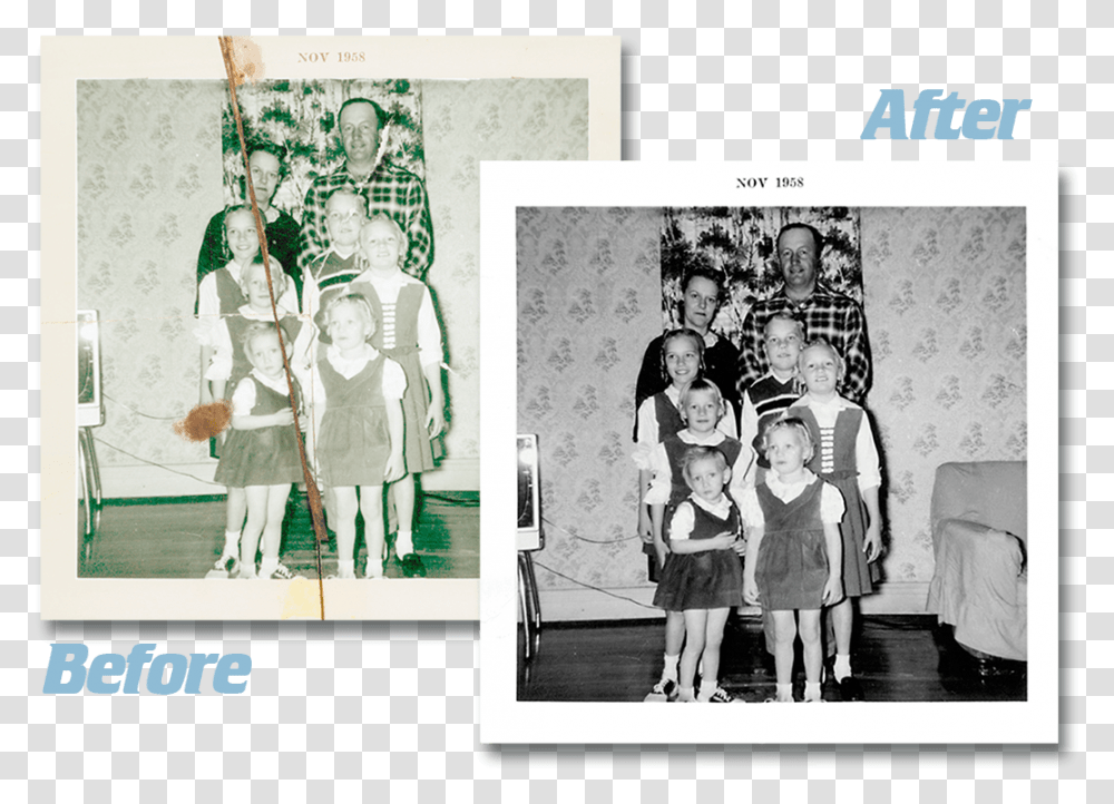 Before And After Look At Our Photo Restoration Service Photograph, Person, People, Collage Transparent Png