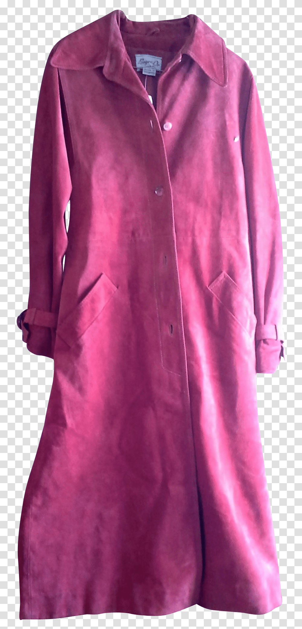 Beged Or Suede Leather Rust Orange Ladies Trench Coat, Apparel, Sleeve, Purple Transparent Png