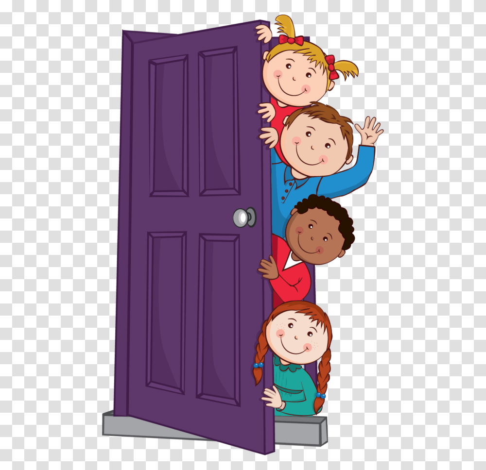 Behind The Door Clipart Cartoon Of Scared Girls Behind A Tree, Female, Kid, Child Transparent Png