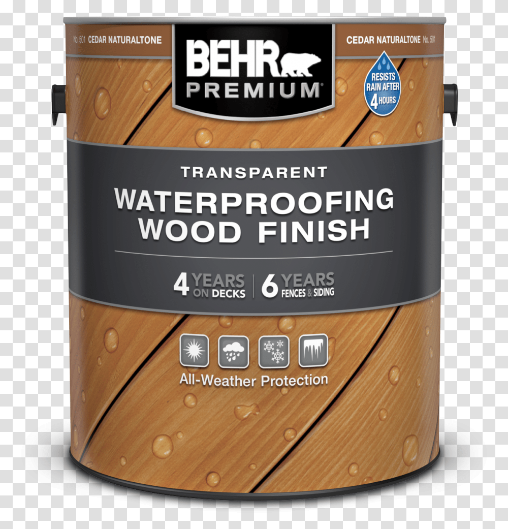 Behr Waterproofing Wood Finish Natural, Tin, Can, Label Transparent Png