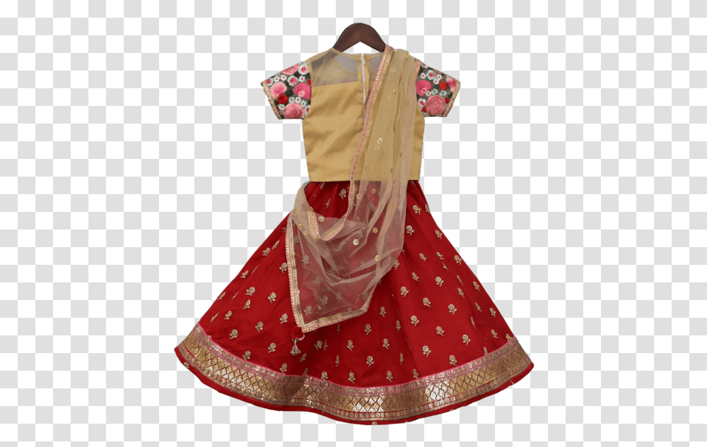 Beige Embroidery Choli With Red Embroidery Lehenga Costume, Apparel, Skirt, Dress Transparent Png