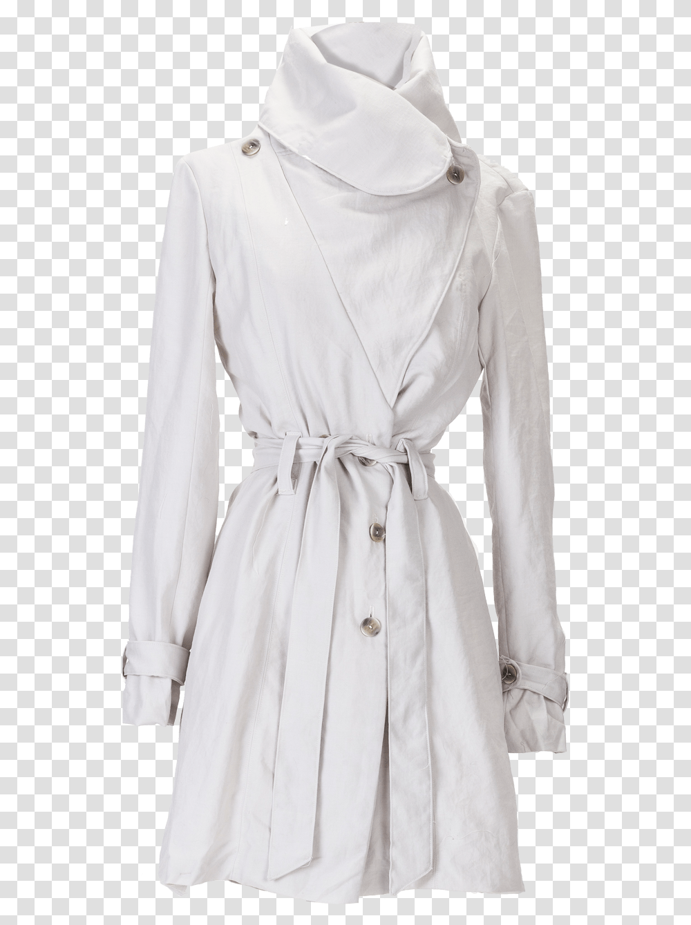 Beige Wool Gabardine High Collar Trenchcoat Overcoat, Clothing, Apparel, Sleeve, Long Sleeve Transparent Png
