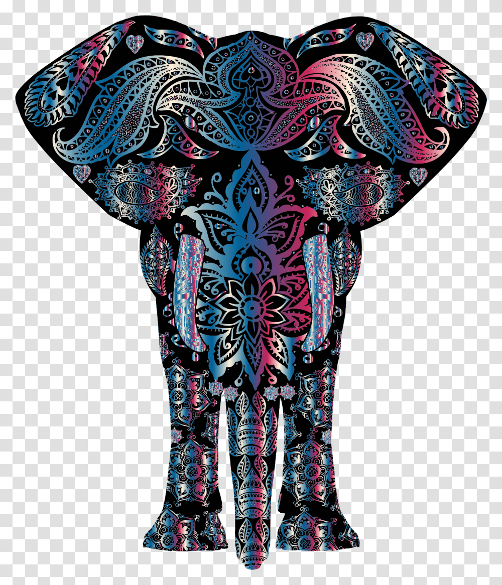 Bejeweled Floral Pattern Elephant Icons, Apparel, Fractal Transparent Png