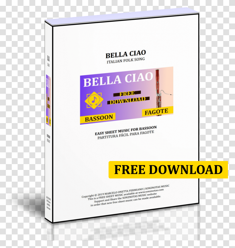 Bella Ciao Easy Bassoon Sheet Music Free Download Sonznotas Printing, Flyer, Poster, Paper, Advertisement Transparent Png