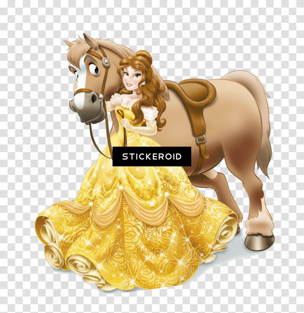 Belle And Beast Beauty Disney The Princess Belle And Horse, Figurine, Leisure Activities, Birthday Cake, Dessert Transparent Png