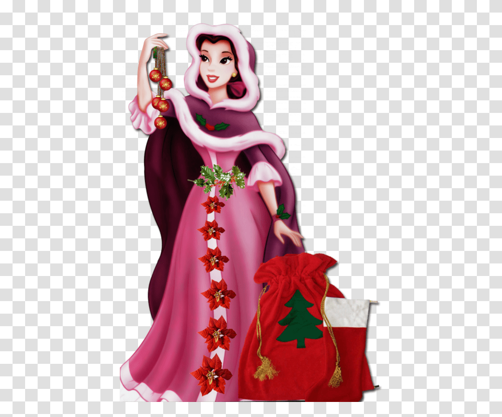 Belle Christmas Disney Princess, Doll, Evening Dress, Robe Transparent Png