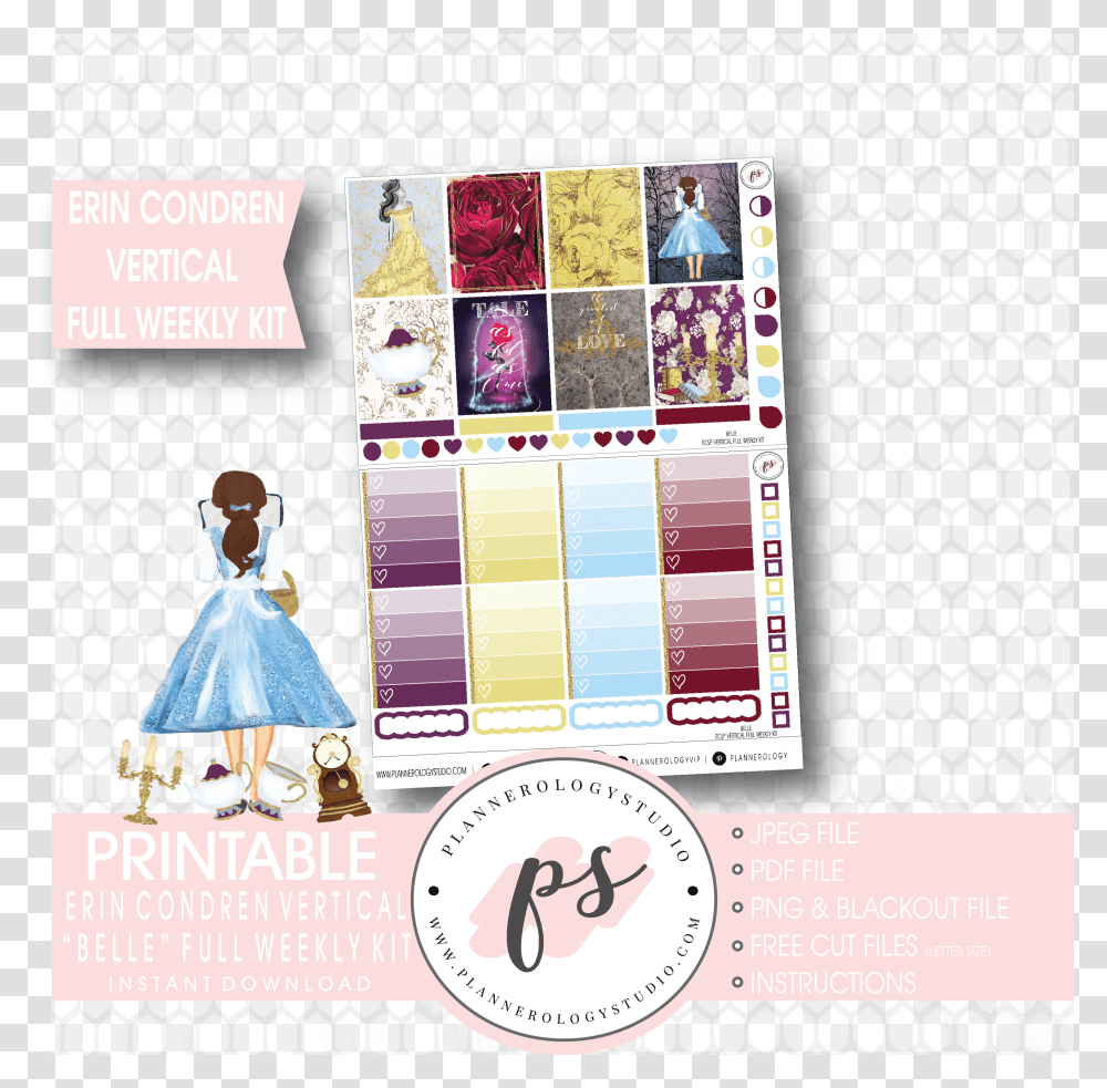 Belle Full Weekly Kit Printable Planner Stickers Craft, Doll, Poster, Advertisement Transparent Png