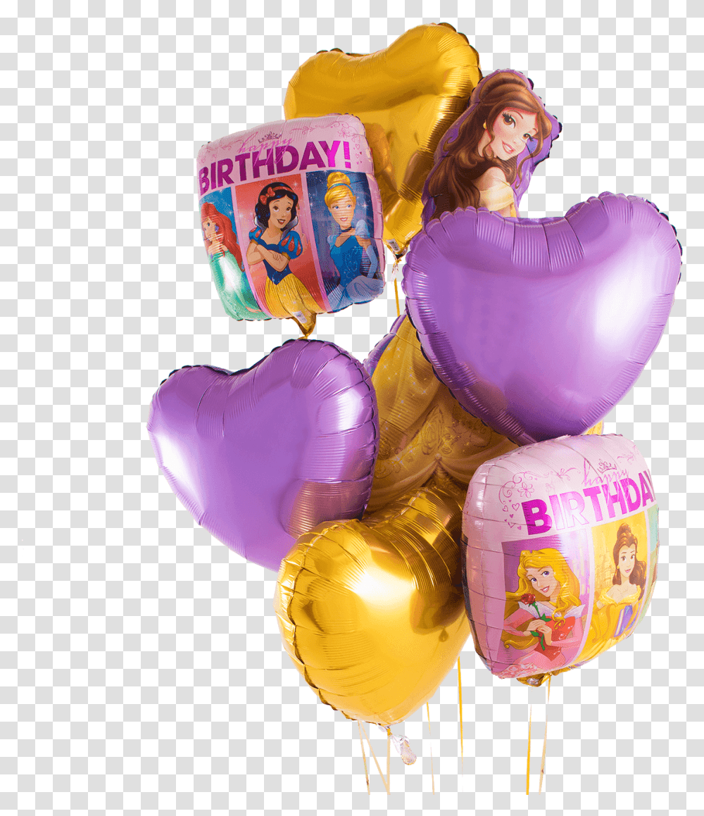 Belle Happy Birthday Balloon Bouquet Balloon, Figurine, Toy, People, Person Transparent Png