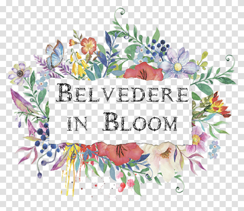 Belvedere Logo Water Color Floral Frame, Collage, Poster Transparent Png