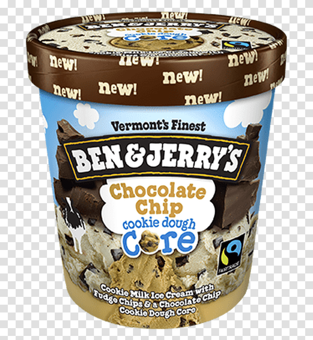 Ben Amp Jerry S Chocolate Chip Cookie Dough Core Ice Ben And Jerry's Sweet Like Sugar, Dessert, Food, Cream, Creme Transparent Png