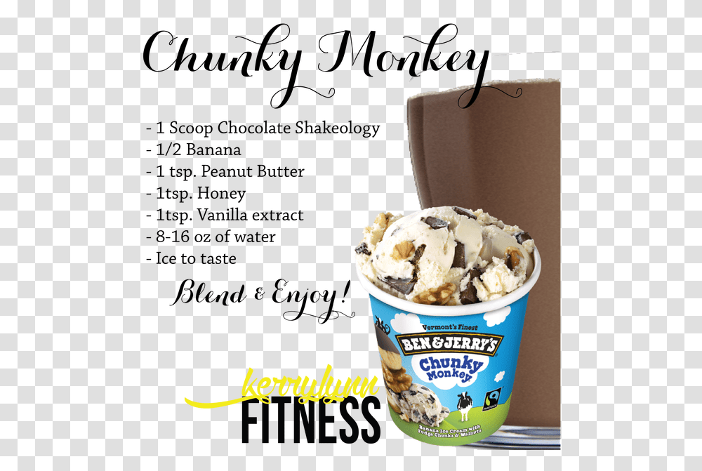 Ben And Jerry S Shakeology Chunky Monkey, Ice Cream, Dessert, Food, Creme Transparent Png