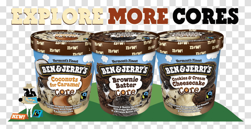 Ben And Jerry's Ice Cream Brownie Batter Core 2019, Dessert, Food, Yogurt, Beer Transparent Png