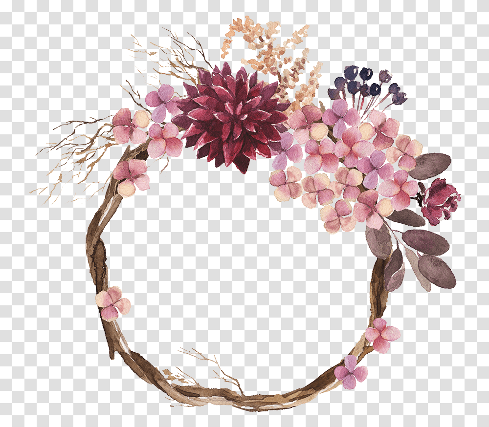 Ben And Shana Watercolor Flower Maroon Wreath, Plant, Blossom, Petal, Flower Arrangement Transparent Png