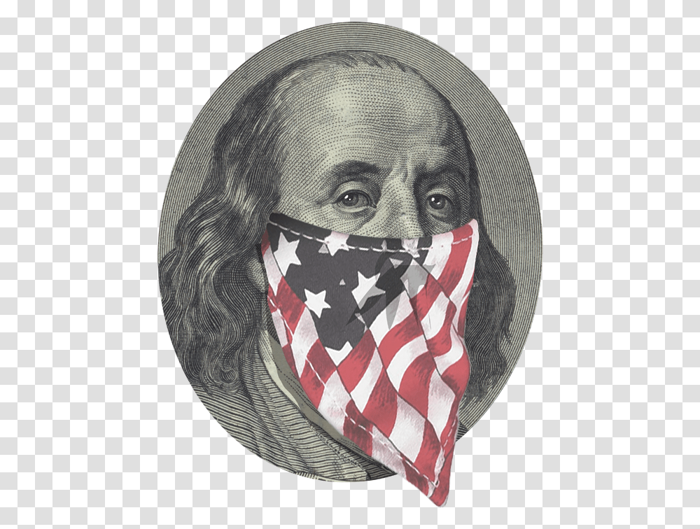 Ben Franklin With Usa Flag Mask 100 Dollar Bill, Apparel, Bandana, Headband Transparent Png