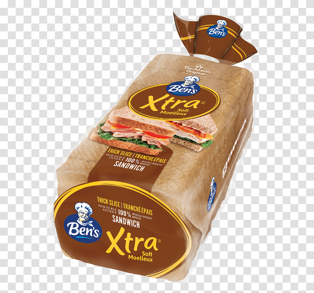 Ben S Xtra Sandwich Wheat Thick Bread Ben's Whole Wheat Bread Nutritional Information, Food, Burger, Bread Loaf Transparent Png