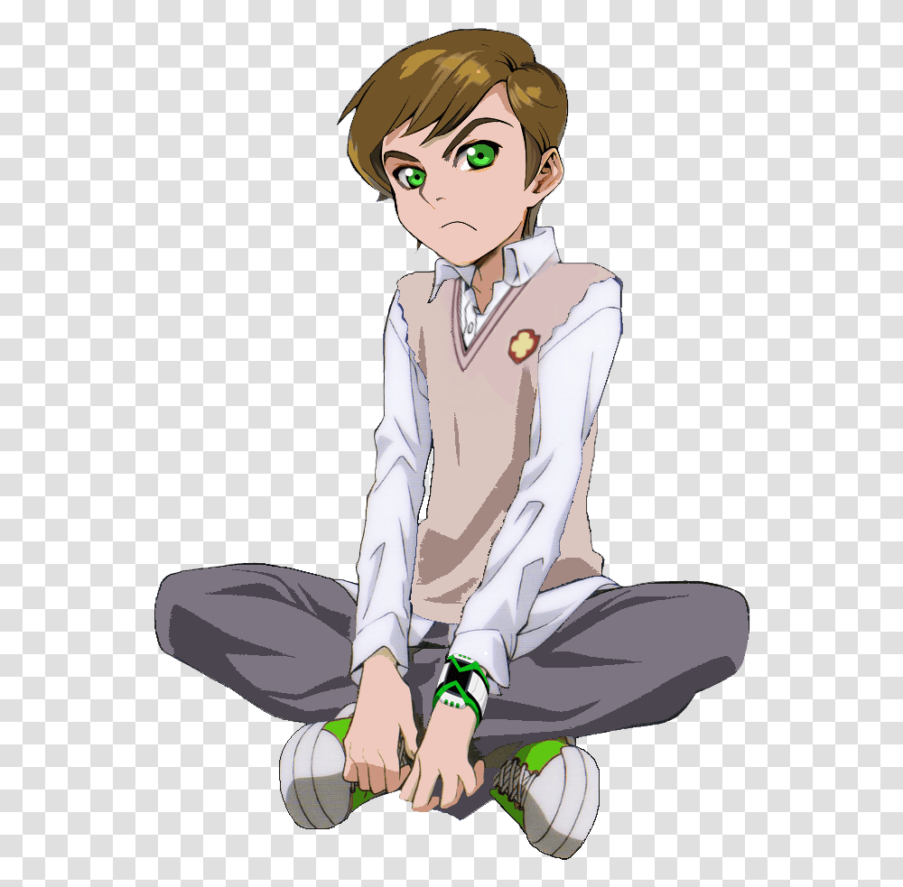 Ben Tennyson Mikoto Misaka Clothing Sitting Boy Child Ben 10 Anime Style, Person, Sport, Kneeling, Sleeve Transparent Png