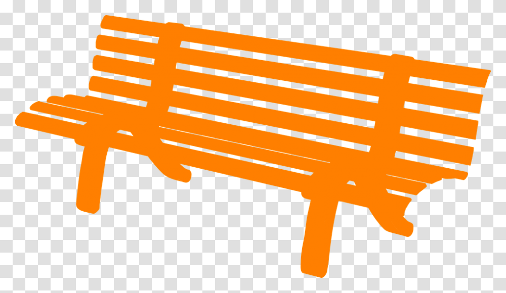 Bench Orange Rest Sit Seat Park Bench Bench Clip Art, Furniture, Gun, Weapon, Weaponry Transparent Png