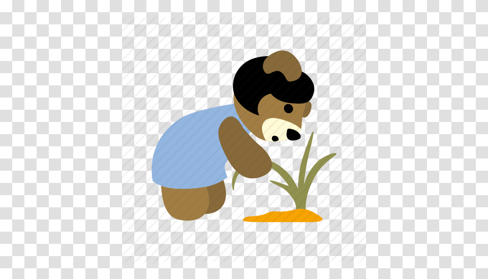 Bend Down Character Grass Plant Pull Weed Worry Icon, Animal, Produce, Food, Mammal Transparent Png