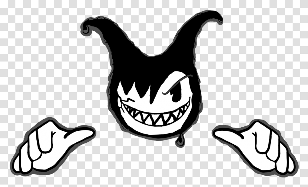 Bendy Evil Face Cartoon Evil Face, Stencil, Label, Text, Clothing Transparent Png