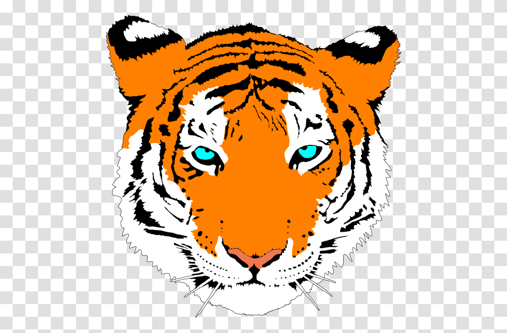 Bengal Tiger Clip Art At Clker Cartoon White Tiger Face, Wildlife, Mammal, Animal, Pattern Transparent Png