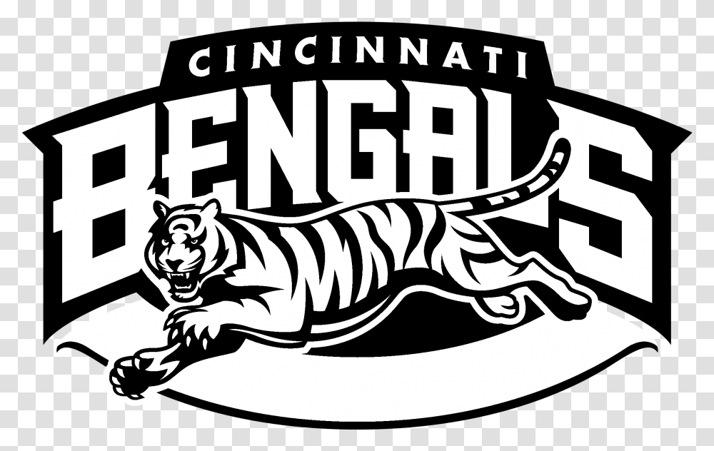 Bengals Logo Cincinnati Bengals Logo Black And White, Animal, Mammal, Wildlife Transparent Png